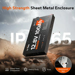 LiTime 12V 100Ah Slim LiFePO4 battery features a high-strength IP65 sheet metal enclosure for excellent heat dissipation and durability