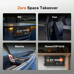 LiTime 12V 100Ah Slim LiFePO4 battery fits seamlessly in RVs, vans, marine applications, and off-grid homes—zero space takeover