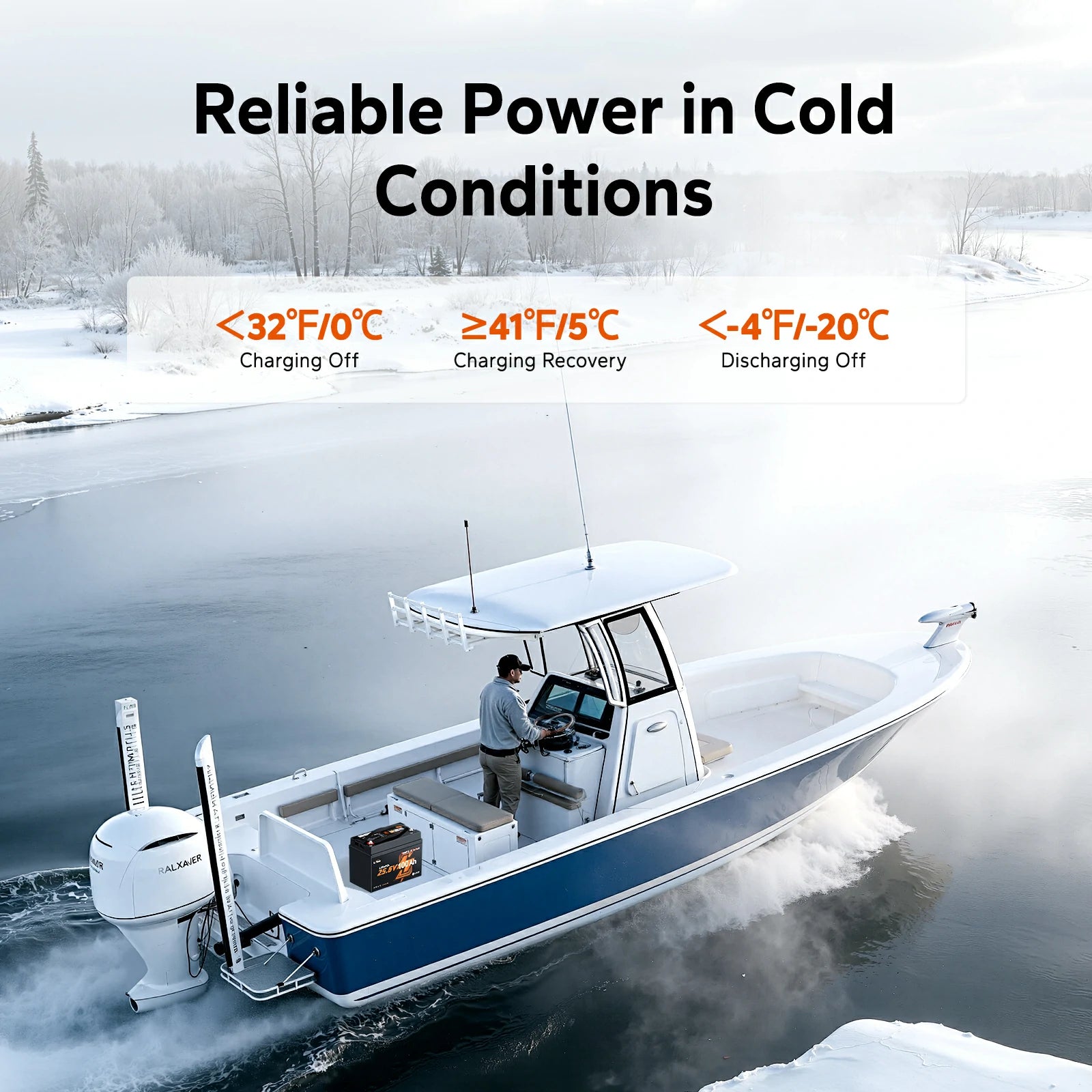 litime 24v 100ah group 31 lithium marine battery is suit for cold conditions