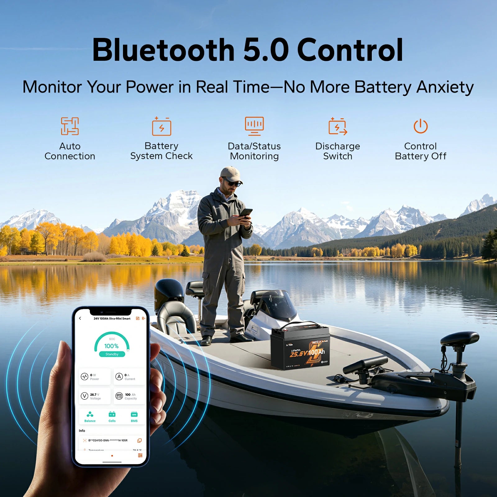 litime 24v 100ah deep cycle marine battery group 31 with bluetooth