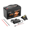 litime deep cycle 12V 100Ah marine battery kit with handle, plus charger, breaker, and connection cables