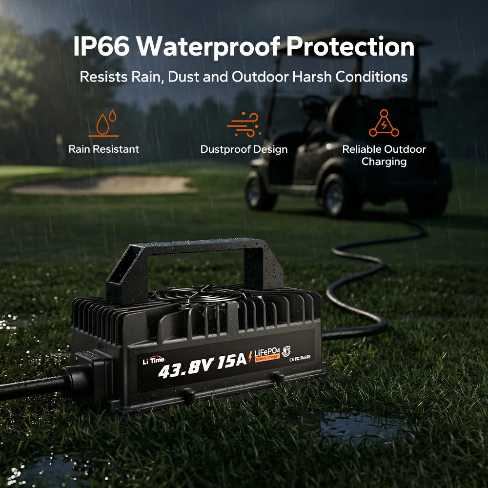 LiTime 36V (43.8V) 15A Lithium Battery Charger with ip66 waterproof