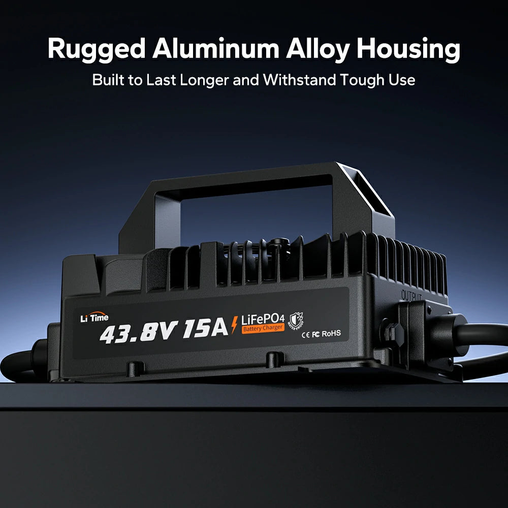 litime 15a lifepo4 battery charger 36volt with Durable Aluminum Housing