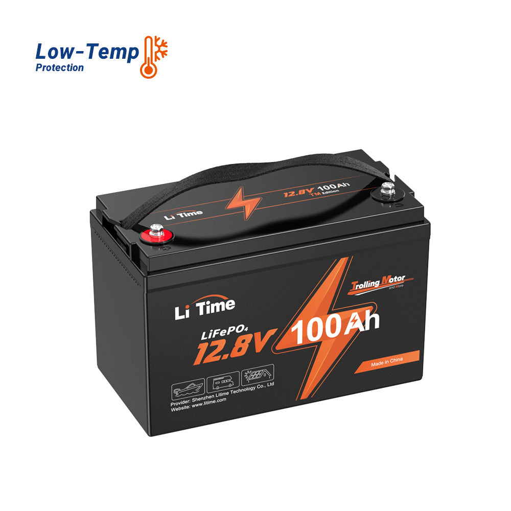 LiTime 12V 100Ah TM LiFePO4 Battery, Low-Temp Protection, Best Battery for Trolling  Motor