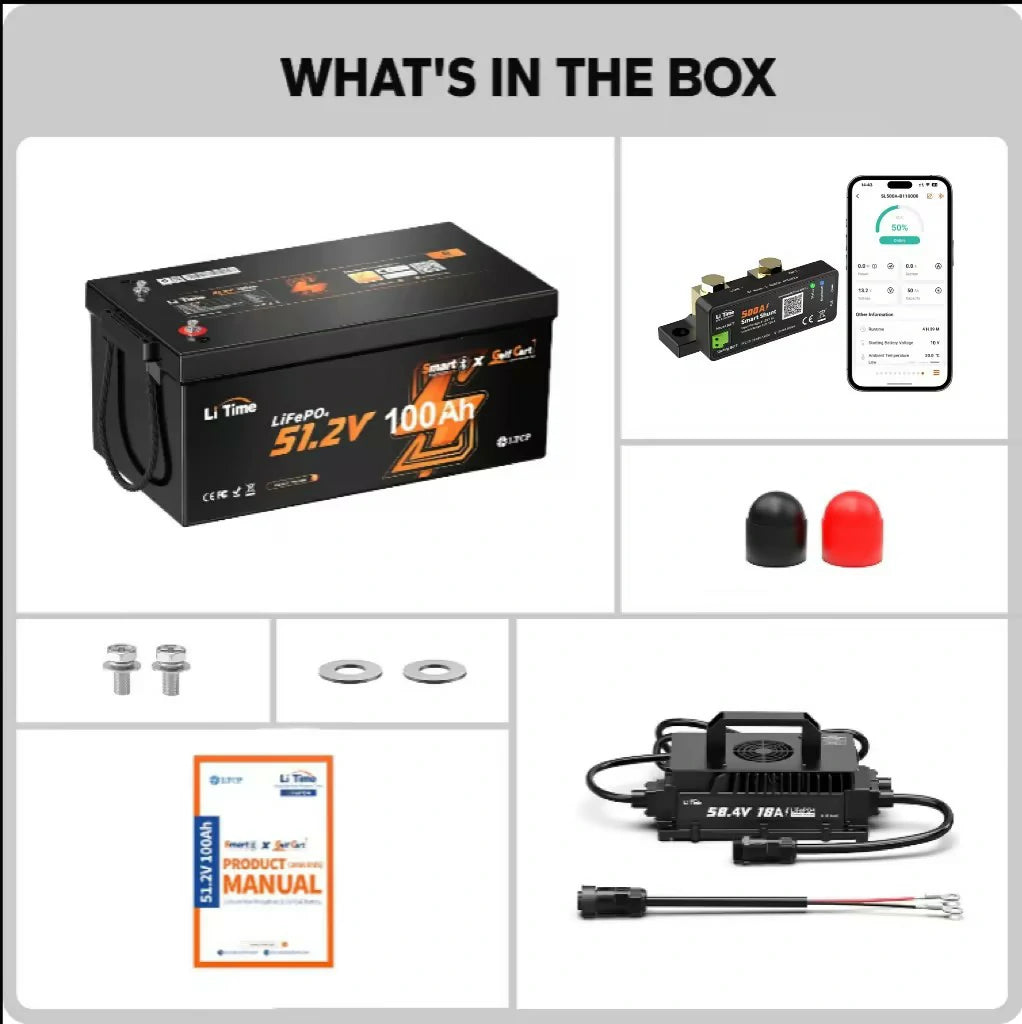 LiTime 48V 100Ah Golf Cart Lithium Battery Conversion Kit