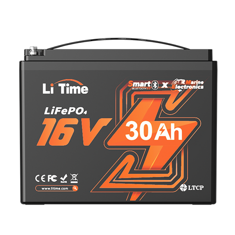 litime 16v 30ah lifepo4 lithium bluetooth fish finder battery