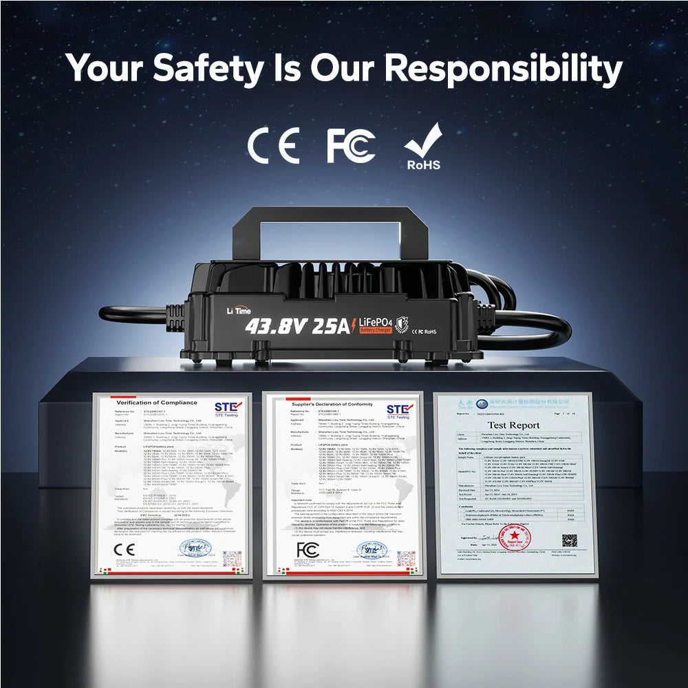 LiTime 36 Volt (43.8V) 25A LiFePO4 IP65 Waterproof Charger