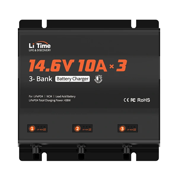 litime 10a 3-bank battery charger for 12v batteries