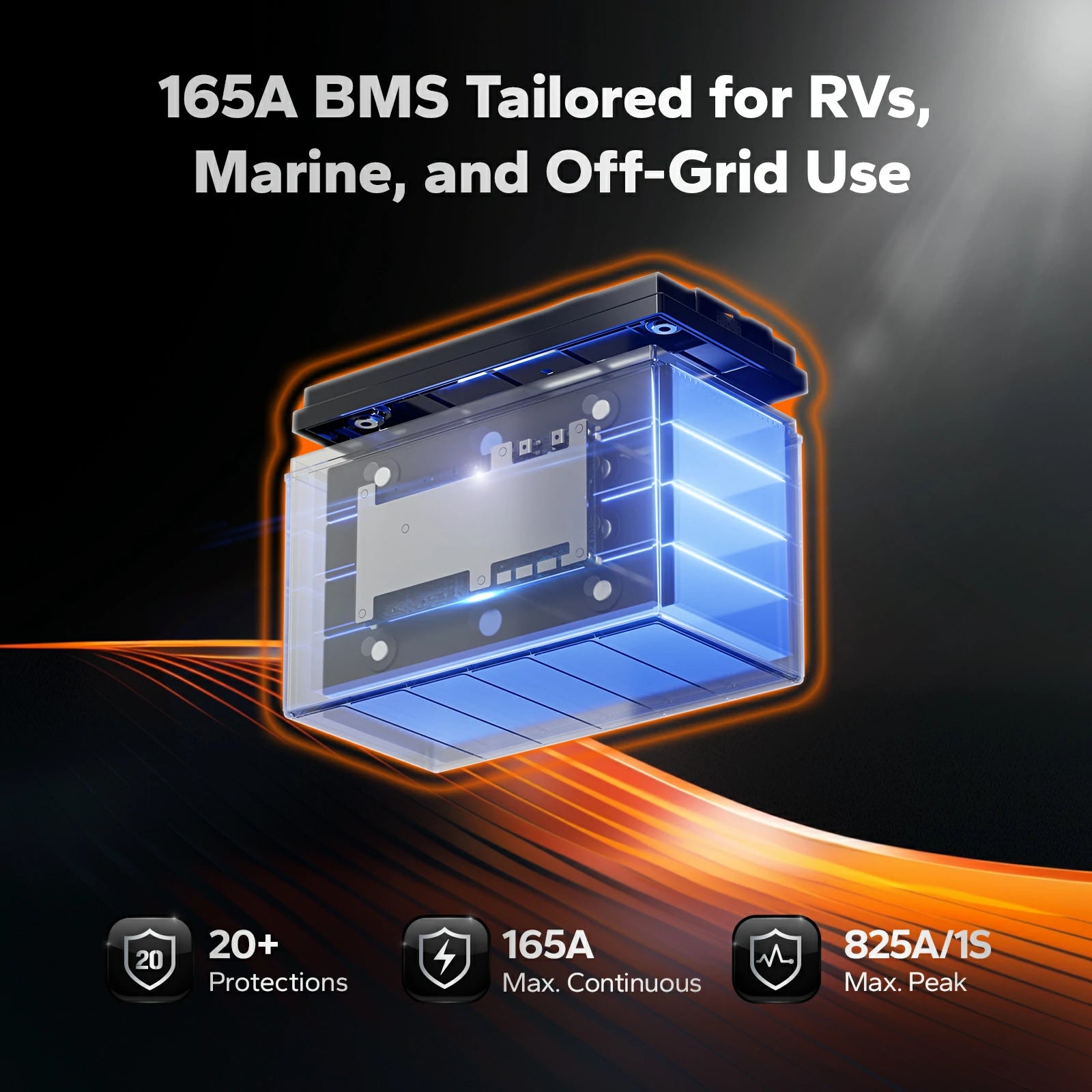 LiTime 12V 165Ah LiFePO4 Group 31 battery: 165A BMS for RVs, marine, off-grid use; 20+ protection features included