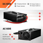 ac and dc side details of litime 12v 80a lifepo4 battery charger