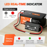 led real time indicator of litime 12v 80 amp lithium battery charger charging status
