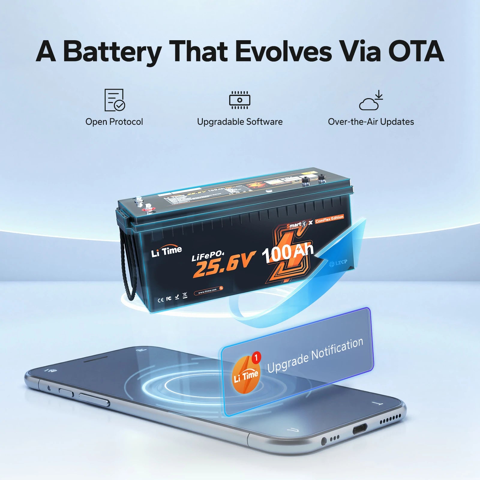 LiTime 24V 100Ah Smart ComFlex Battery with Bluetooth & Victron Comms | All-in-One Power Solution