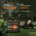 litime GC2 metal case lithium battery for golf carts, offering 60A continuous and 300A surge discharge for better performance