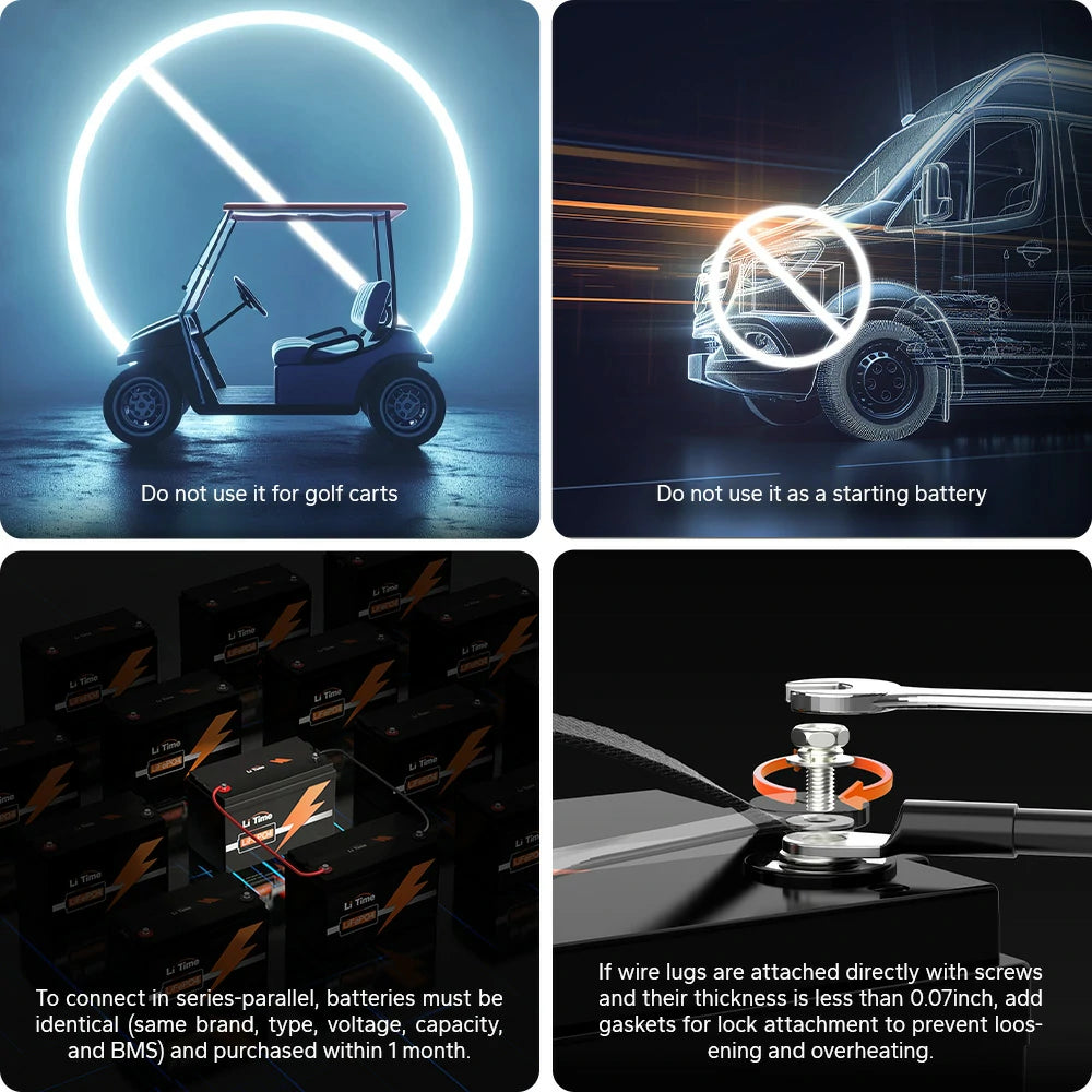 precuations to notice before using LiTime deep cycle lithium batteries