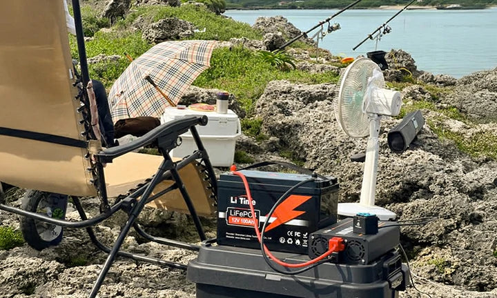 customer review of litime off-grid 12v 100ah lifepo4 lithium battery powering outdoor life