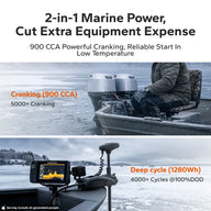 litime 12v 100ah group 24 marine starting battery delivers 900CA & 1280Wh energy