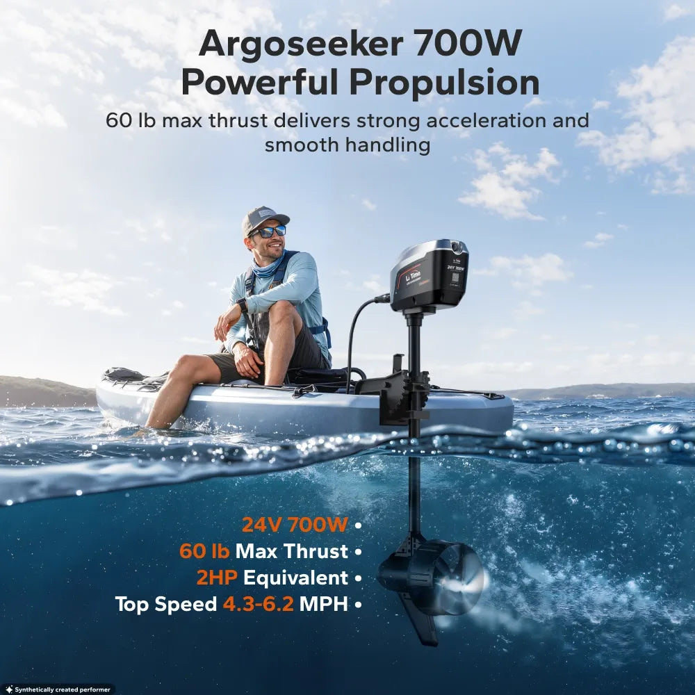 LiTime Argoseeker A1 24V700W/2HP Electric Outboard Motor 【 Limited $150 OFF Code: LTAS1 】