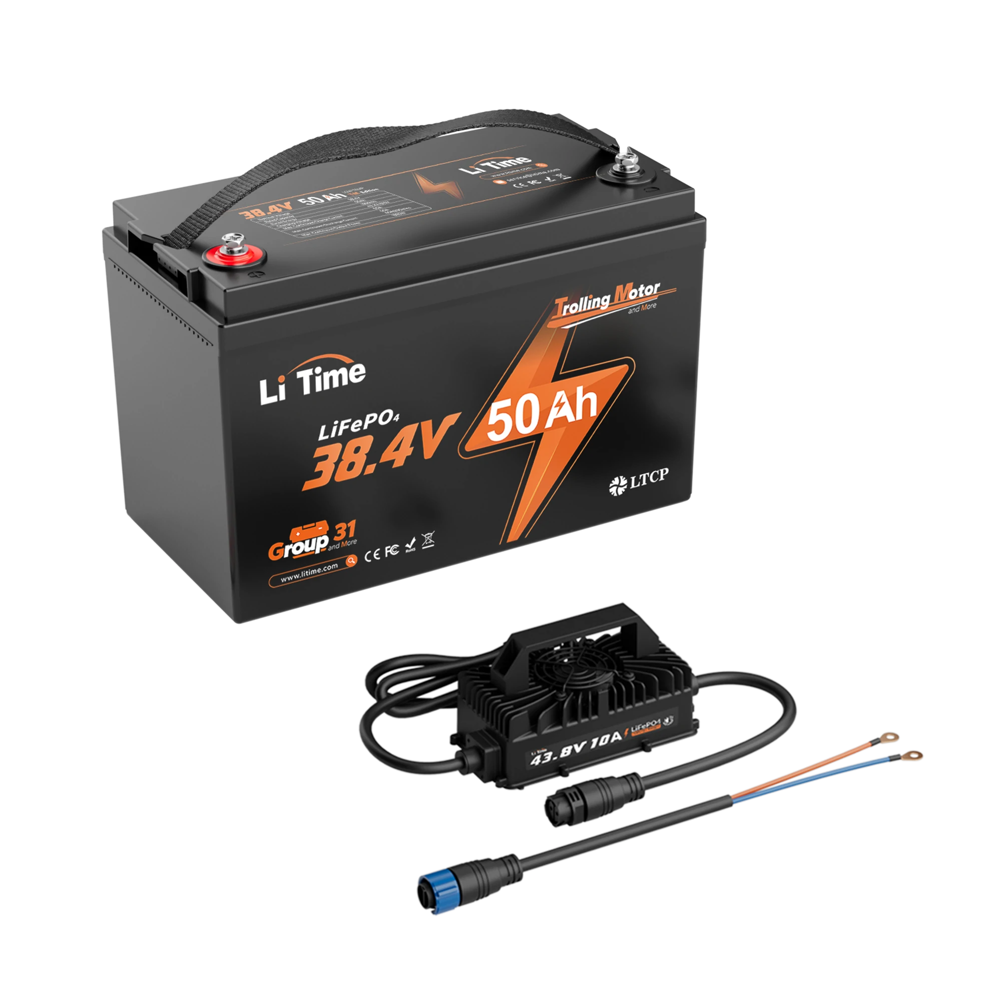 LiTime 36V 50Ah Marine Trolling Motor LiFePO4 Lithium Battery