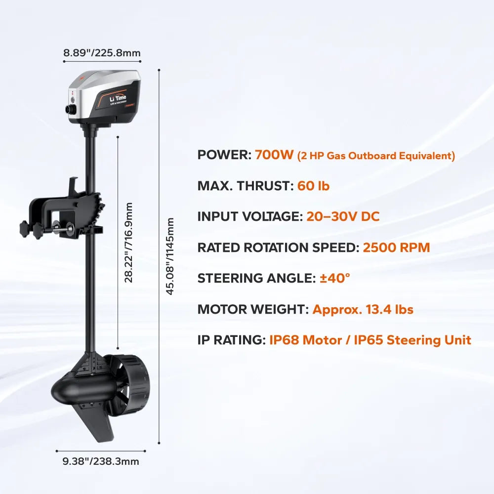 LiTime Argoseeker A1 24V700W/2HP Electric Outboard Motor 【 Limited $150 OFF Code: LTAS1 】