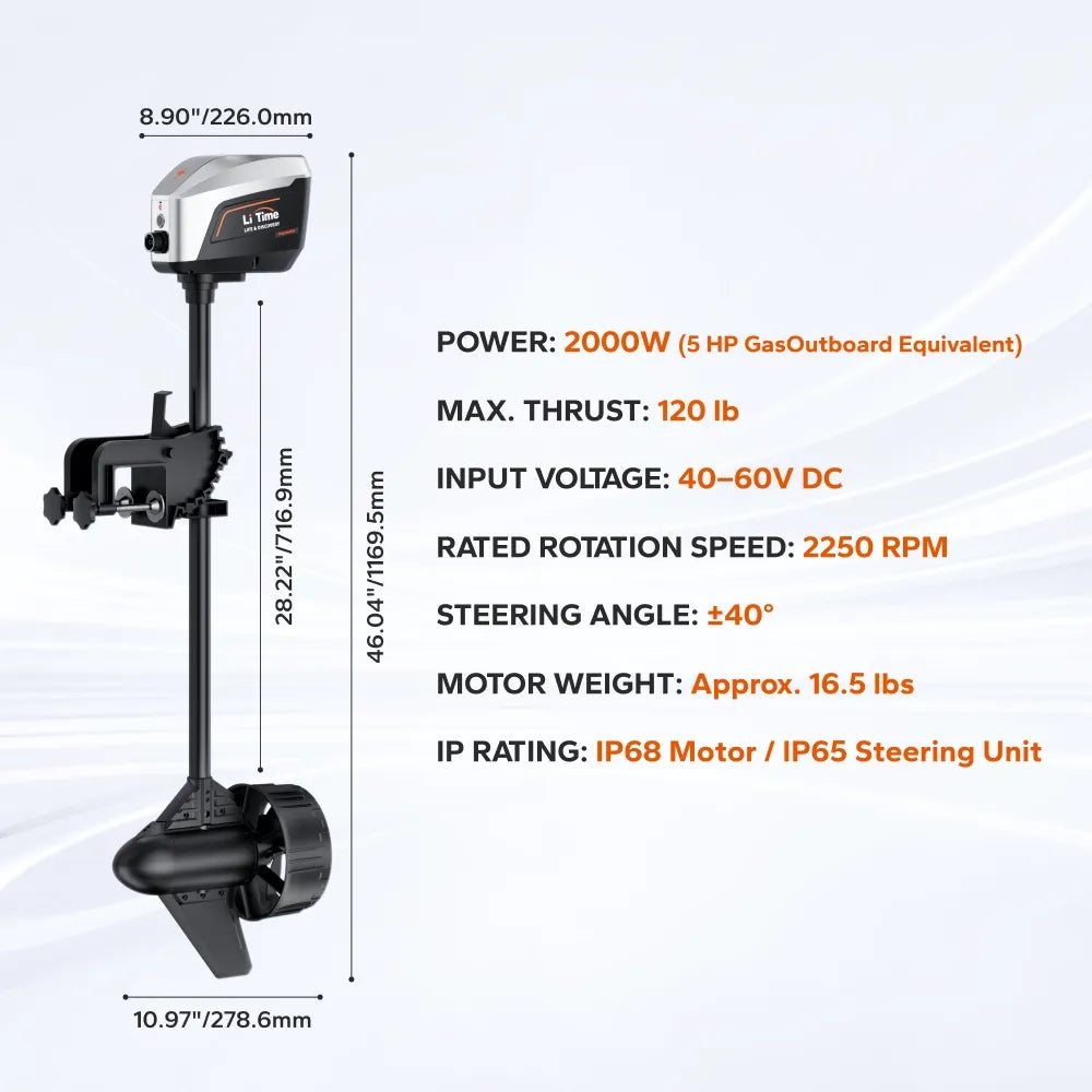 LiTime Argoseeker A2 48V2000W/5HP Electric Outboard Motor【 Limited $250 OFF Code: LTAS2 】