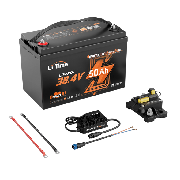 LiTime 36V 50Ah Marine Trolling Motor Lithium Bluetooth Battery