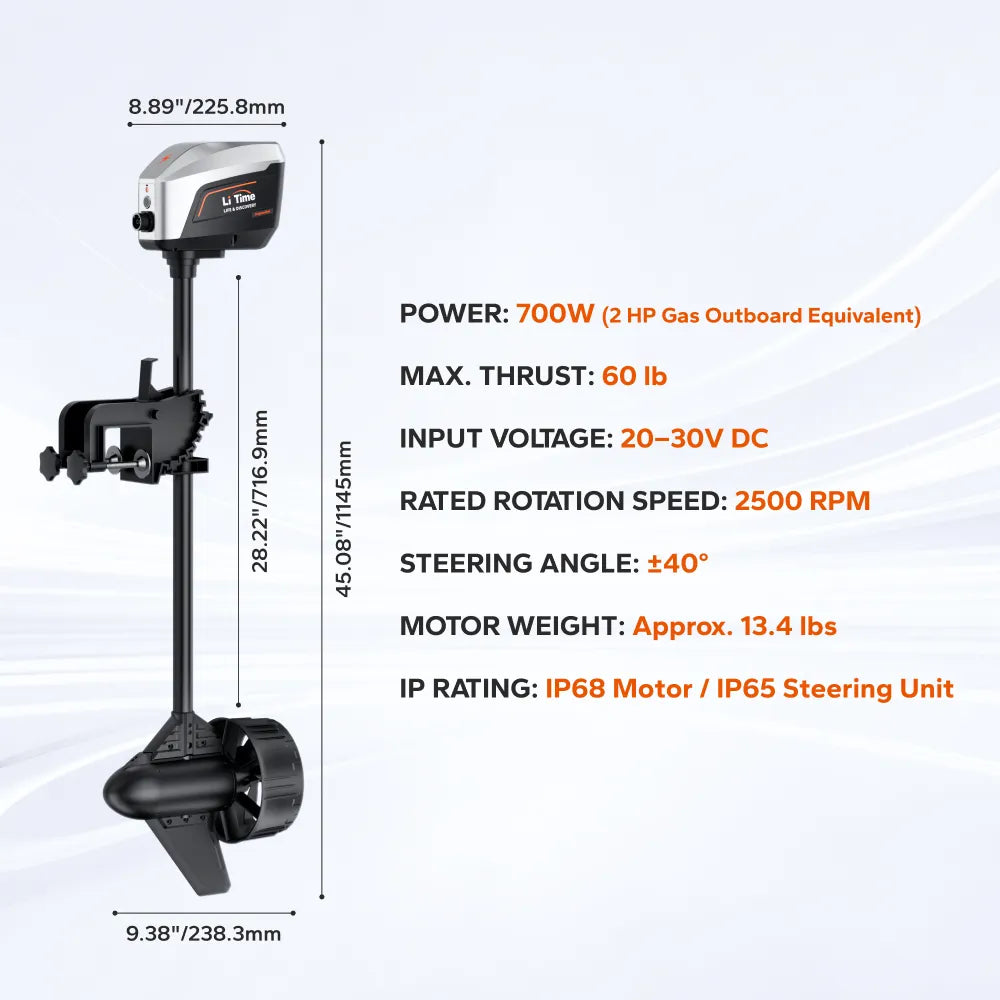 LiTime Argoseeker A1 24V700W/2HP Electric Outboard Motor 【 Limited $150 OFF Code: LTAS1 】