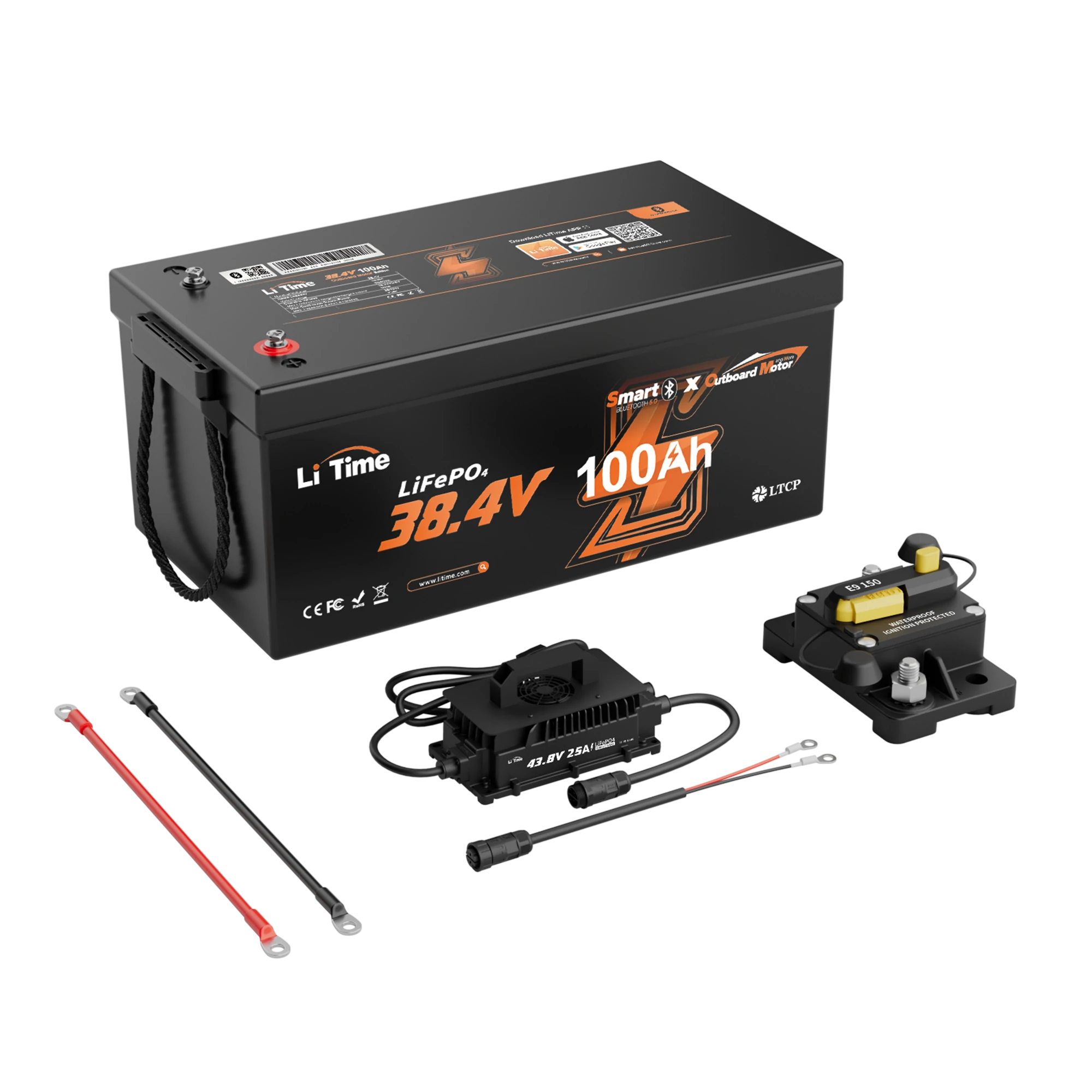 LiTime 36V 100Ah OBM Outboard Motor Lithium Marine Electric Boat Battery
