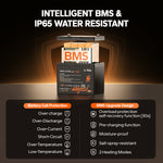 LiTime 100Ah Group 24 LiFePO4 battery: Bluetooth 5.0, self-heating, IP65 waterproof, BMS protections
