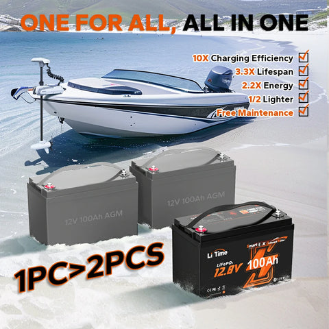 advantages of litime 12v 100ah lithium marine outboard trolling motor battery over lead acid