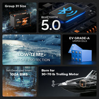 LiTime 12V 100Ah Marine Battery for Electric Outboard Trolling Motor