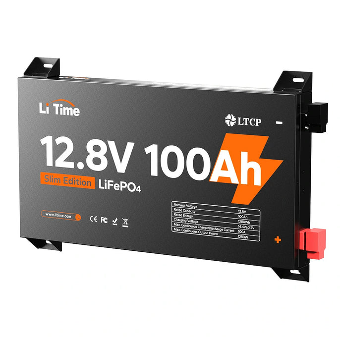 overview of litime 12V 100Ah slim lithium battery