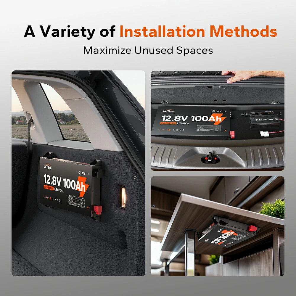 installation guide of litime 12V 100Ah slim lithium battery