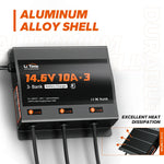 LiTime 3-bank battery charger with aluminum alloy shell,  excellent heat dissipation for durability
