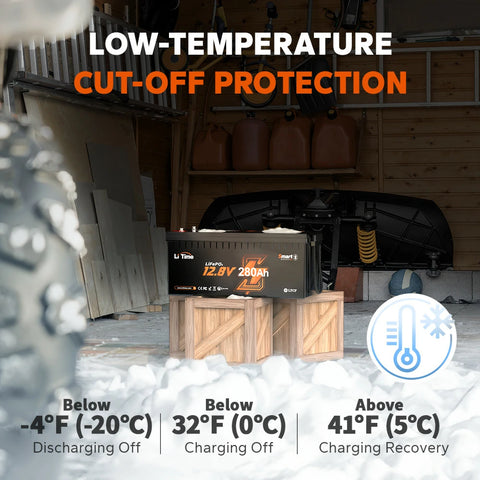 low-temp cut off protection feature of LiTime 12V 280Ah bluetooth battery 
