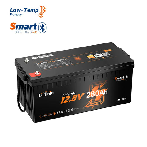 overview of litime 12V 280Ah lifepo4 battery feature with low-temp cut-off protection and bluetooth