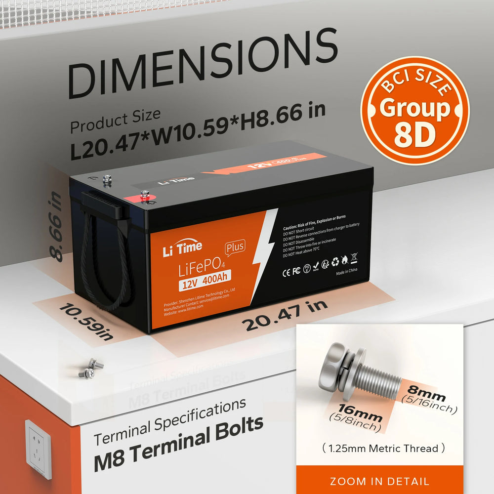 【Like New】LiTime 12V 400Ah LiFePO4 Lithium Battery