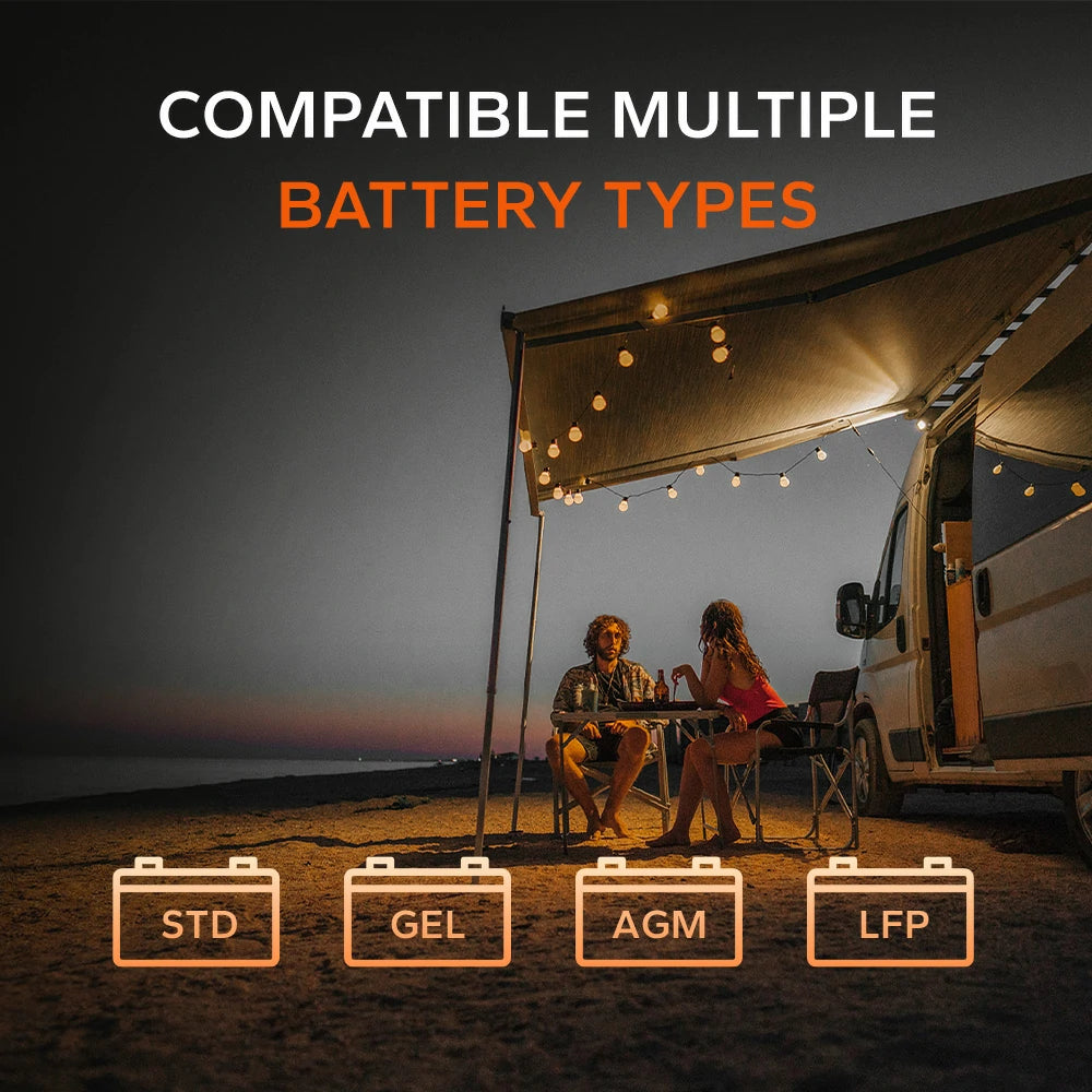 litime 40a dc-dc charger for compatible multiple battery types STD, GEL, AGM LFP batteries
