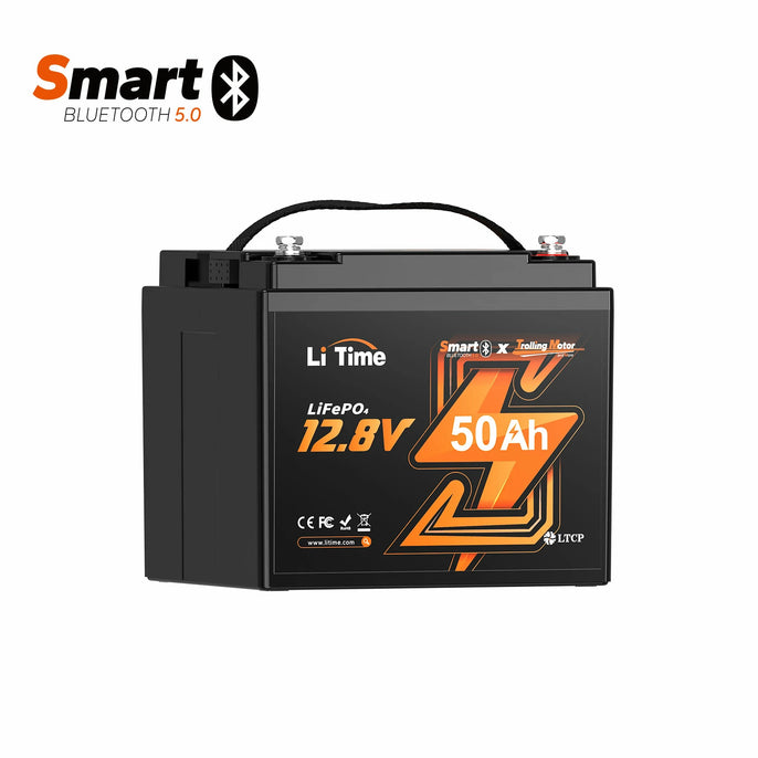overview of litime 12v 50ah lifepo4 lithium battery for trolling motor feature with bluetooth 5.0