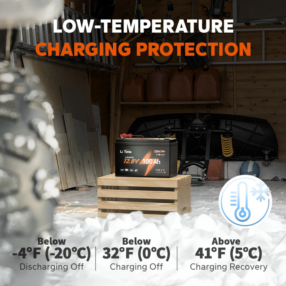12V 100Ah Trolling Motor LiFePO4 Battery with Low Temperature Cutoff Protection