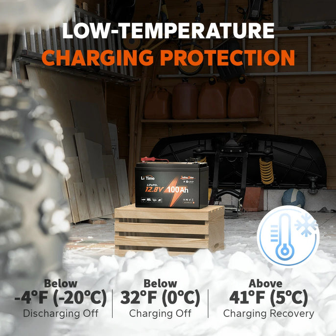 litime 12v 100ah lithium trolling motor battery with low-temp cut-off protection feature