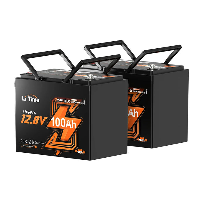 12V 100Ah Group 24 Bluetooth LiFePO4 Lithium Deep Cycle Battery with self-heating