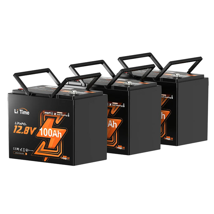 Deep cycle lithium group 24 battery with Bluetooth 5.0 and self-heating function