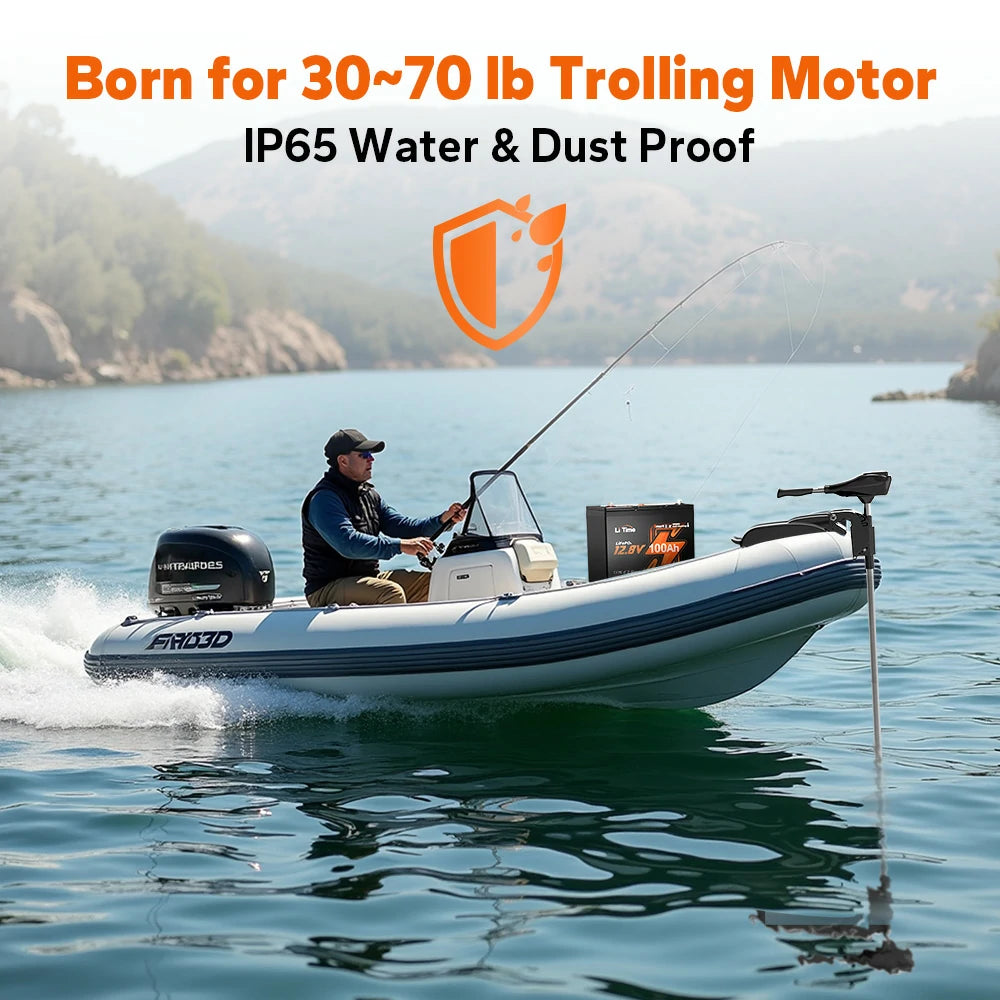 12v 100ah group 24 deep cycle marine battery battery with ip65 waterproof for 30~70lbs trolling motors