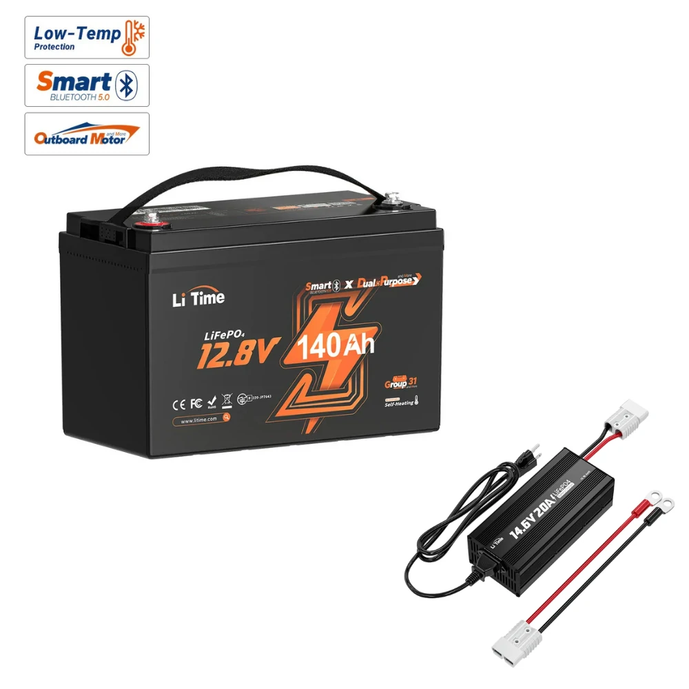  12v 140ah marine dual purpose lithium battery + 12V 20A charger