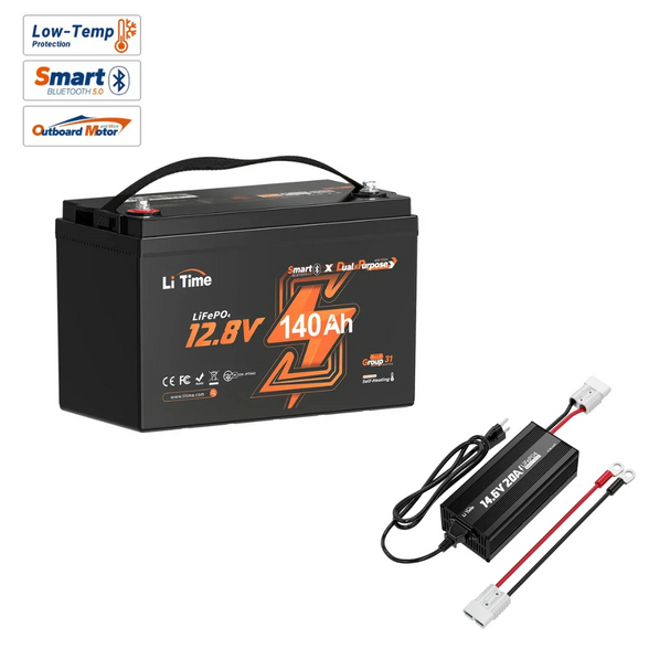  12v 140ah marine dual purpose lithium battery + 12V 20A charger
