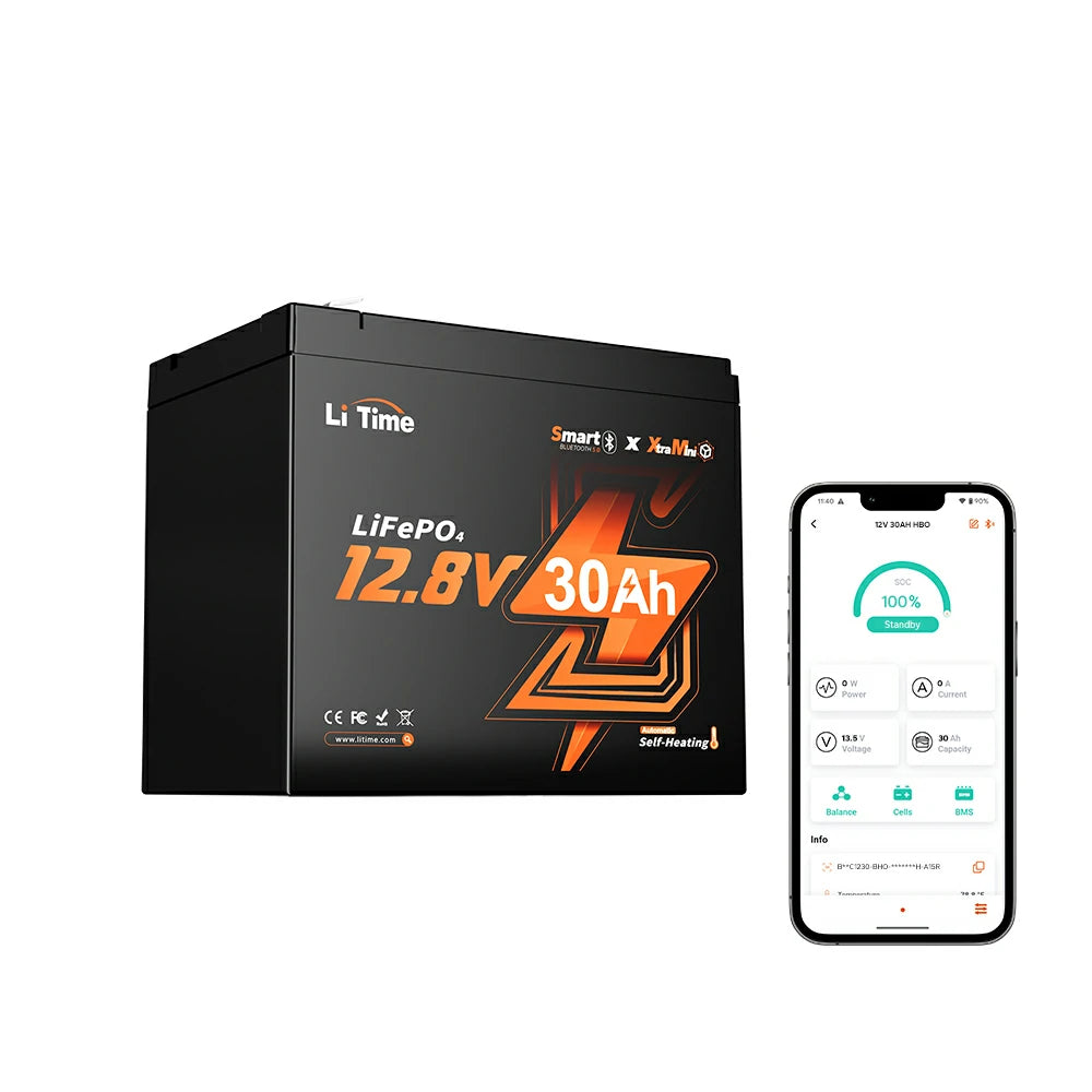 litime 12v 30ah ice fishing lithium  battery with Litime APP bluetooth  connection