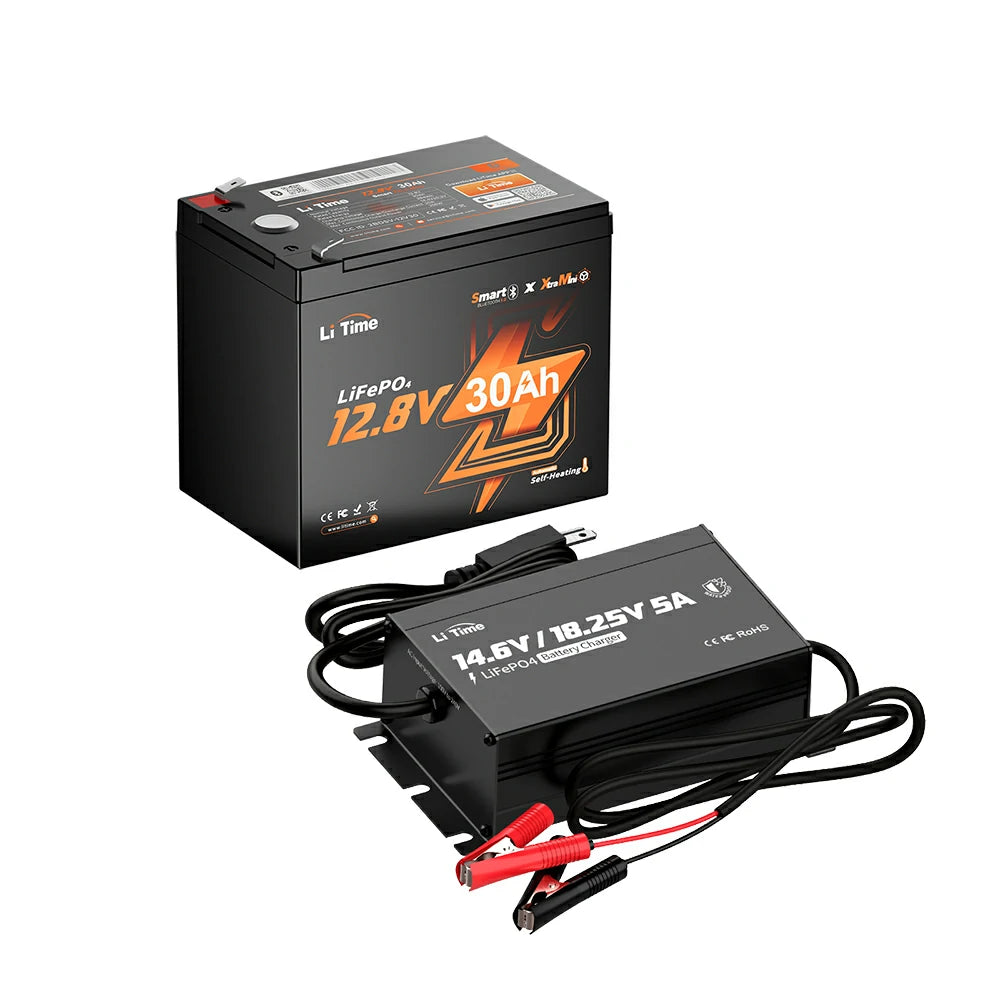 LiTime 12V 30Ah Self-Heating Ice Fishing Battery 2 Pack