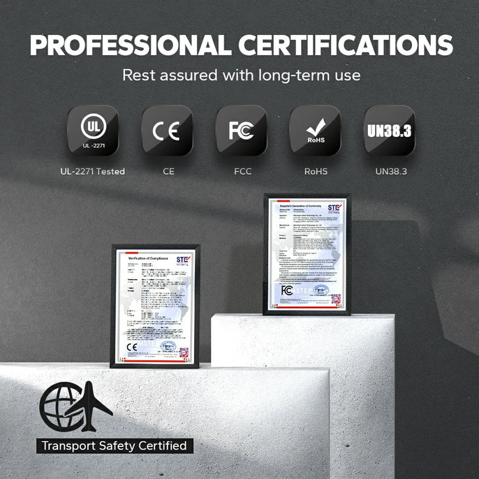 LiTime mobility scooter battery is certified for quality with UL, CE, FCC, RoHS, and UN38.3 approvals for safety and reliability