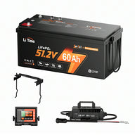 litime 48v 60ah golf cart battery conversion kit with 18a lifepo4 battery charger, external display & hold down kit 