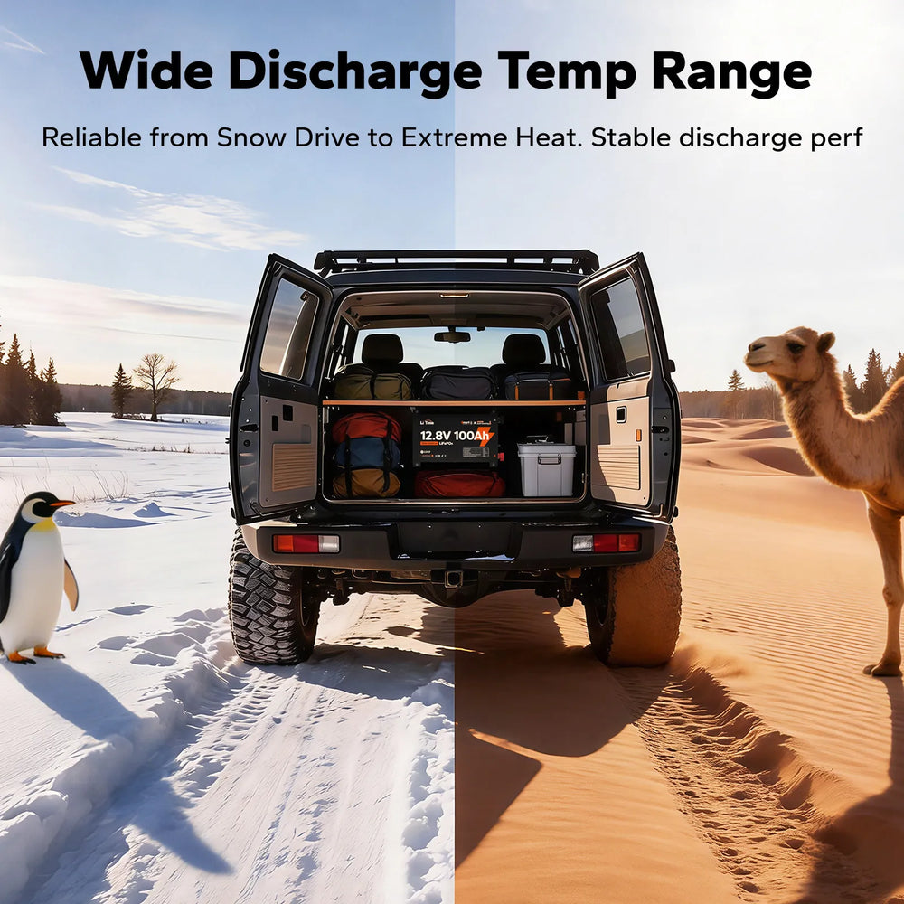LiTime 12V 100Ah Ultra Slim LiFePO4 Bluetooth Self-Heating Battery for RVs, Trucks & Camper Vans